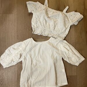 Uniqlo White Eyelet Off-Shoulder Crop Top with Straps